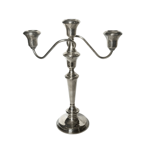 Candélabre à 3 bras en métal argenté poli, support classique pour bougies coniques, décoration de table formelle, mariage, Noël, décoration de la maison, buffet - Product Image 3
