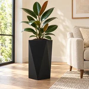 Fida <b>Square</b> Fiberglass <b>Planter</b> with Folded Surface - Product Image 3