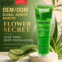 SECRET DES FLEURS Gel Exfoliant Corporel à l'Aloe Vera 300ml Acide Hyaluronique Collagène Brume du Matin Aloe Thé Vert Parfumé Tous Types de Peau