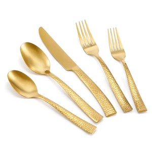Juego de Cubiertos de Oro con Mango Martillado, Ideal para Restaurantes de Alta Cocina, Hoteles, Decoración de Mesa Elegante y Eventos en el Hogar - Product Image 1