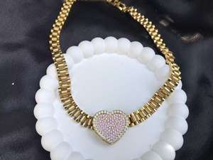 מותאם אישית אופנתית נירוסטה nuggt שרשרת יהלום מסגרת לב שרשרת אופנה נשים שרשרת תכשיטים לנשים מתנה - Product Image 4