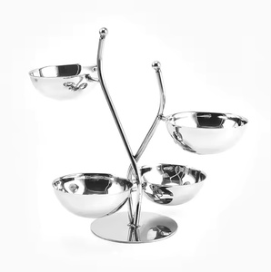 Contemporary Raised Bowl With Sculpted Stainless Steel Stand - Product Image 3