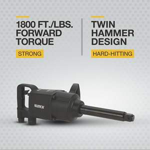 Clé à chocs pneumatique robuste de 1 pouce avec anse de 8 pouces et poignée en D, 10 CFM, 2 500 Ft.-Lbs. Mécanisme à double marteau à couple élevé - Product Image 4