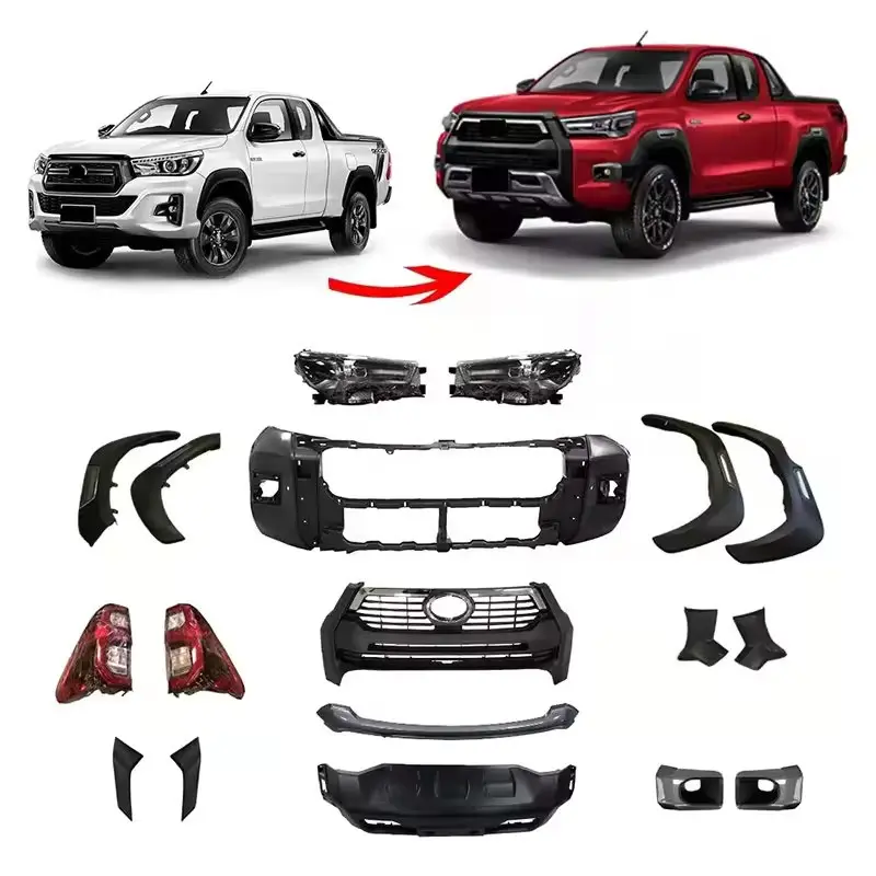 High quality Pickup 4x4 For To-yo-ta Hilux Revo Upgrade to Rocco Head light lamp tail lamp body kits conversions Car bumper