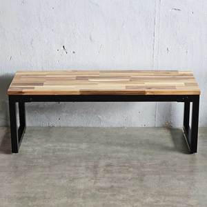 Acacia <b>Wood</b> Patio <b>Bench</b> with Iron Legs 120x40cm Modern Design GBD011 - Product Image 3
