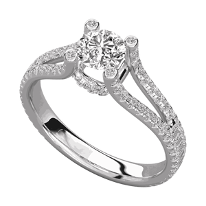 Anillo Solitario con Diamante Redondo de Dos Puntas - Product Image 2