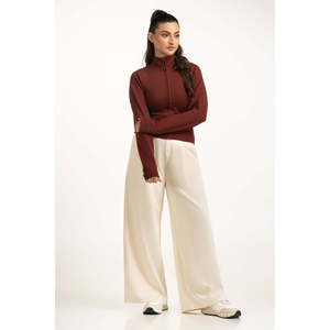 Haut tricoté ajusté pour femme, style simple, respirant, décontracté, à manches longues, tricot de mode, OEM ODM, marque privée, vente en gros - Product Image 1