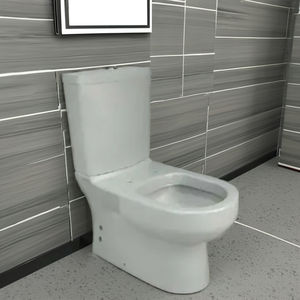 Inodoro de cerámica de dos piezas moderno turco montado en el suelo, NEGRO cuenco alargado, trampa P de doble descarga, cubierta amortiguadora de garantía de 5 años - Product Image 5