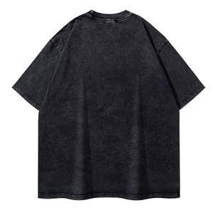 Camiseta lavada con ácido de hombro caído en blanco de algodón OEM 100% de calidad superior de longitud larga con patrón impreso - Product Image 2