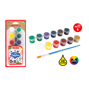 Set di 12 colori a Tempera da 5ml con pennello per gli appassionati d'arte - Product Image 1