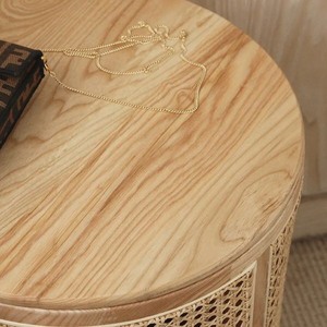 Table d'appoint ronde moderne avec sangle de rangement en rotin, Tables d'appoint café - Product Image 3