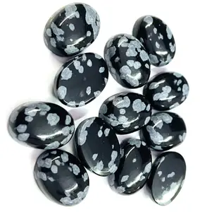 Snowflake Obsidian Pear Shape Smooth Cabochon for Jewelry Making in All Sizes Create DIY Gemstone Jewelry Ring Necklace Bracelet