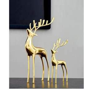 Envío rápido, figuritas de ciervo de lujo, modelos decorativos, escultura de reno con acabado dorado de aluminio sólido para Navidad y vacaciones - Product Image 6