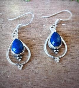 Boucles d'oreilles en argent sterling 925 avec lapis-lazuli, faites à la main, magnifiques boucles d'oreilles pour femmes. - Product Image 1