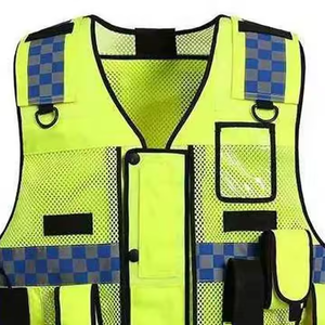 Gilet de sécurité réfléchissant personnalisé à prix d'usine, haute visibilité, vert fluorescent, ANSI Classe 3, LED clignotante, imperméable - Product Image 4