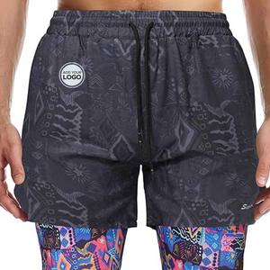 Pantalones cortos de gimnasio con forro para hombre Estampado floral de secado rápido con forro de malla breve - Product Image 5