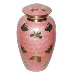 Urnas de cremación de latón modernas de alta calidad, Peltre grabado y esmalte azul acabado para cenizas humanas, suministros funerarios de Metal - Product Image 3