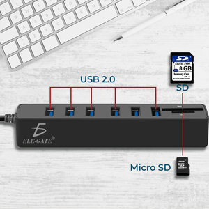 Hub USB 2.0 a 6 Porte con Cavo di Prolunga e Lettori di Schede SD/TF, Hub USB-C in Lega di Alluminio Disponibile - Product Image 4
