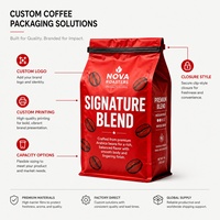 Sacs à fond plat pour café, recyclables, mats, de qualité alimentaire, avec impression personnalisée de la marque, 250g 500g, fond carré
