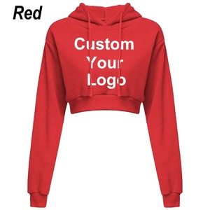 Sudadera con capucha de algodón para mujer con logotipo personalizado, abrigo superior corto, Jersey deportivo, Tops con capucha, ropa de otoño e invierno para mujer - Product Image 4