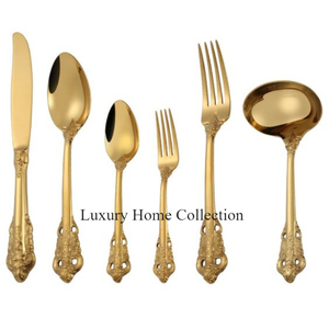 Ensemble de 4 couverts en acier inoxydable revêtus de PVD doré avec poignée de couleur noire Ustensiles de cuisine décoratifs Fournitures de salle à manger - Product Image 2