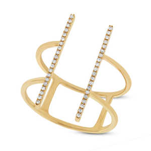 Bague en or jaune 14 carats avec diamant de 0,11 carat pour femmes - Product Image 2