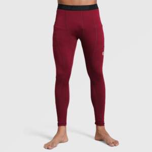 Pantalon de compression pour homme avec imprimé bordeaux, en spandex et polyester, leggings de fitness grande taille avec logo à la taille, modèle MLNG - Product Image 1