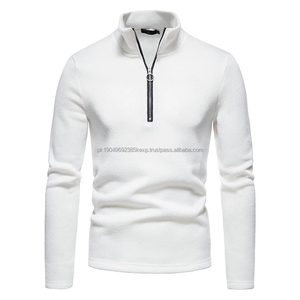 Le plus récent quart Zip pull Golf sweat hommes 14 Zip polaire sweats à capuche col montant pull pull blanc veste en gros - Product Image 5
