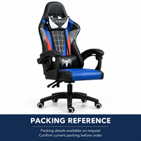 Chaise de jeu en PVC multicolore avec accoudoirs, appui-tête et coussins lombaires intégrés pour bureaux à domicile et salles de jeux
