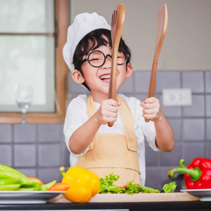 Juego de cucharas de madera para cocinar Incluye espátula para servir freír Chapati Postre Cucharas de arroz De madera para antiadherente por glowin fashion - Product Image 3