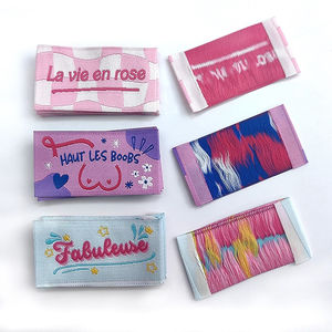 Wholesale Custom Made <b>Iron</b> <b>on</b> Labels Clothing Brand Waterproof Garment Clothes Damask Main Woven Labels With Sizes - Product Image 2