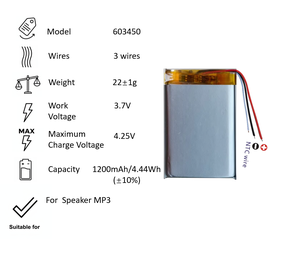 Batería de Litio NTC de <span class=keywords><strong>3</strong></span> Cables y 10K, <span class=keywords><strong>3</strong></span>.7V 1200mAh, Alta Capacidad, Recargable, para Altavoz MP3, 603450 - Product Image 3