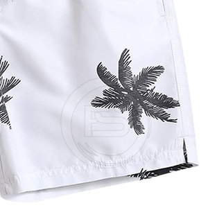 Shorts de bain décontractés pour hommes, séchage rapide, 100 % coton, taille mi-haute, avec cordon de serrage et poches, tricotés, OEM - Product Image 6