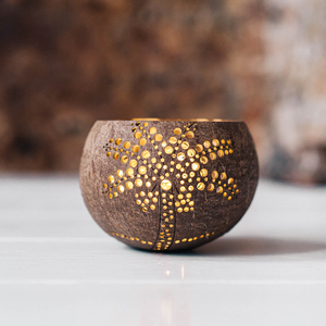 Portavelas de madera de concha de coco, portavelas de coco natural para velas de aroma romántico - Product Image 6