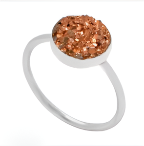 Anillo de Plata de Ley 925 hecho a mano, piedra preciosa Druzy dorada, joyería Unisex de moda para fiesta, aniversario de boda - Product Image 5