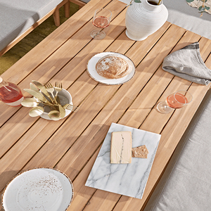 ชุดโต๊ะรับประทานอาหารกลางแจ้งไม้สักธรรมชาติ พร้อมเบาะรองนั่ง สำหรับสวน วิลล่า เฟอร์นิเจอร์บ้าน คุณภาพดีที่สุด - Fatya - Product Image 4