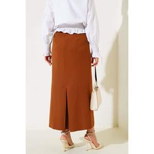 Jupe crayon à fente fermée Tan - Product Image 3