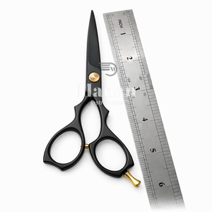 Ciseaux de coiffure professionnels noirs mats de luxe avec vis dorée pour les stylistes de salon - Product Image 6