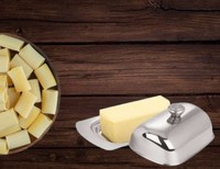 Plat de rangement pour beurre moderne en acier inoxydable chromé, écologique, sûr pour les aliments, avec couvercle poli miroir