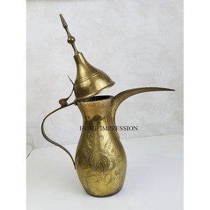 Gold Color Arabic Coffee Dallah Handmade Designer <b>Teapot</b> New Arrival Home & Hotel Tabletop <b>Metal</b> Coffee Dallah Admirable Look - Product Image 1