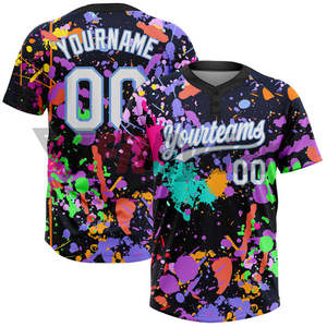 Maillot de baseball/softball personnalisé en polyester par sublimation, col en V, 180g, séchage rapide, respirant, pour vêtements de sport pour hommes - Product Image 1