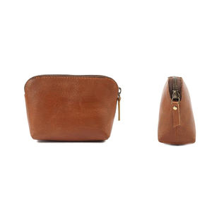 Bolsa de maquillaje, bolsa de cosméticos PU de cuero, bolsa de maquillaje de viaje portátil para mujer con cierre de cremallera en marrón - Product Image 5