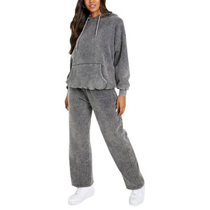 Conjunto Deportivo Vintage de Alta Calidad, Lavado Ácido Intenso, Talla Grande, de Algodón, con Técnicas de Pedrería, Transpirable - Product Image 1