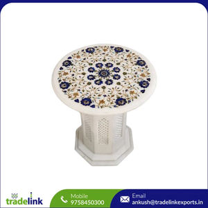 Ensemble de dessus de table en marbre piédestal belle incrustation florale Art marqueterie artisanat assemblage facile pour la vie à la maison - Product Image 5