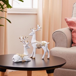 <b>Charming</b> Pair of White Reindeer Model Stylish Table Ornaments Perfect for Holiday Centerpiece or Seasonal Gift Presentation - Product Image 3