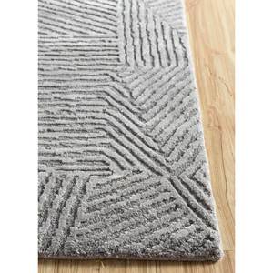 Tapis en laine et soie de bambou à motif géométrique Uvenuti, noué à la main, gris et noir, pour salon, récompensé par le Designers Choice Award - Product Image 4