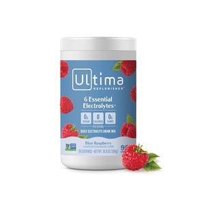 Ultima Replenisher – Mélange de poudre de boisson électrolytique quotidienne – Sans sucre – Framboise bleue, 90 portions - Product Image 1