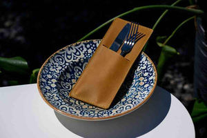 Soporte de cubertería sencillo portátil ligero de cuero genuino duradero para restaurante comedor elegante organizador de utensilios para mesa - Product Image 2