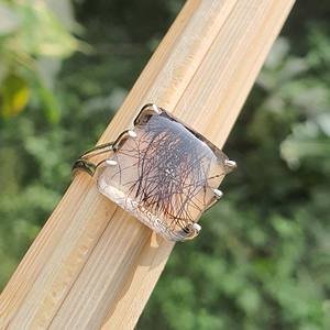 Haute qualité 925 en argent Sterling hommes anneaux de mariage Original carré noir rutile Quartz Triple bande en gros bijoux fins - Product Image 5