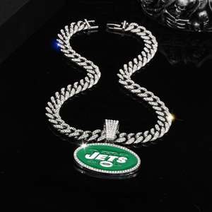 Colgante Deportivo de Rugby de los New York Jets de la NFL, Moderno y Hip Hop, Chapado en Oro de 14K, Plata 925 con Moissanita, Unisex, para Regalo o Fiestas - Product Image 3